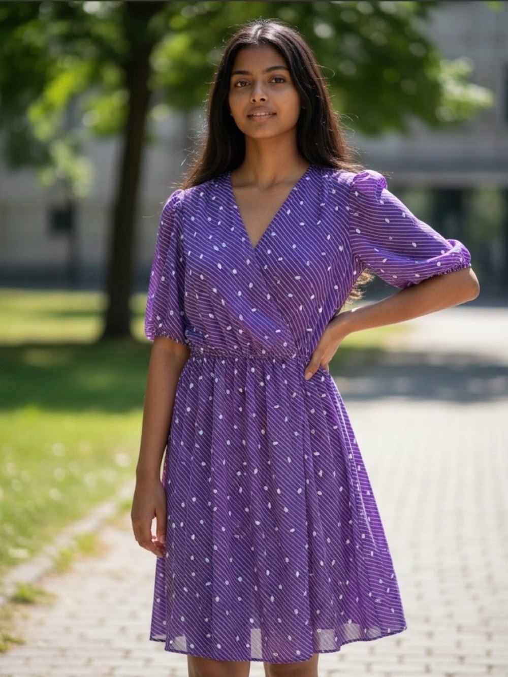 Vintage | Billy Jack Purple Striped Midi Dress | XS